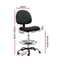 Artiss Office Chair Drafting Stool Fabric Chairs Black - ElectronX Plus