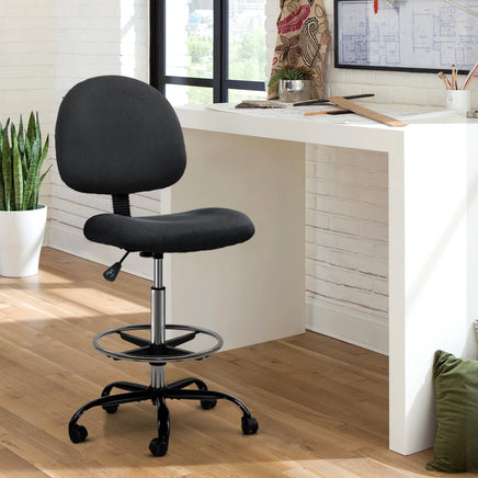 Artiss Office Chair Drafting Stool Fabric Chairs Black - ElectronX Plus