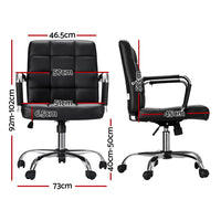 Artiss Office Chair PU Leather Mid Back Black - ElectronX Plus