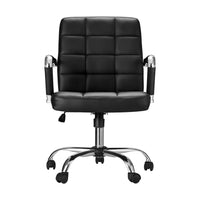 Artiss Office Chair PU Leather Mid Back Black - ElectronX Plus