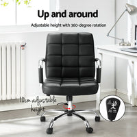 Artiss Office Chair PU Leather Mid Back Black - ElectronX Plus