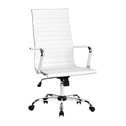 Artiss Office Chair PU Leather High Back White - ElectronX Plus