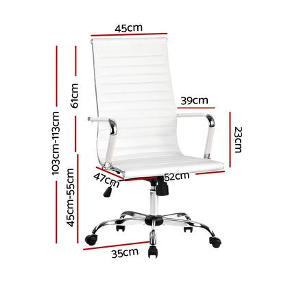 Artiss Office Chair PU Leather High Back White - ElectronX Plus