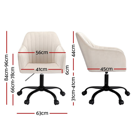 Artiss Office Chair Velvet Seat Cream - ElectronX Plus