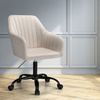 Artiss Office Chair Velvet Seat Cream - ElectronX Plus