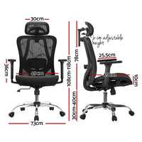 Artiss Ergonomic Office Chair Recline Black - ElectronX Plus