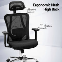 Artiss Ergonomic Office Chair Recline Black - ElectronX Plus