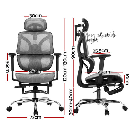 Artiss Ergonomic Office Chair Footrest Grey - ElectronX Plus