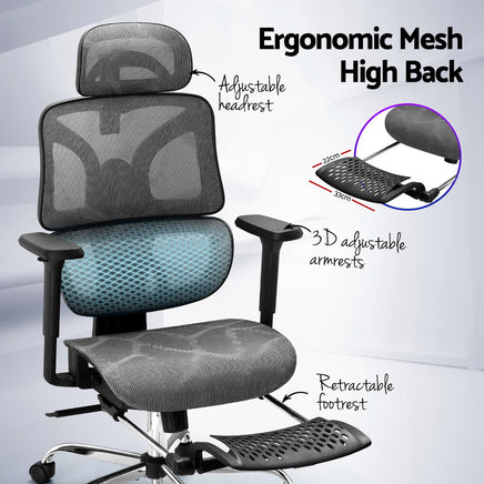 Artiss Ergonomic Office Chair Footrest Grey - ElectronX Plus