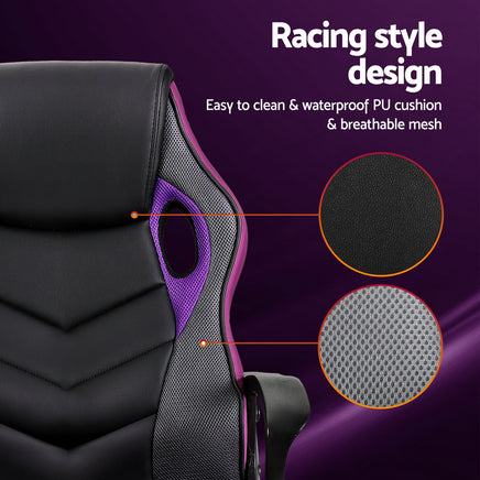 Artiss Gaming Office Chair Computer Chairs Purple - ElectronX Plus