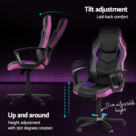 Artiss Gaming Office Chair Computer Chairs Purple - ElectronX Plus