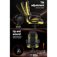 Artiss Gaming Office Chair Computer Executive Racing Chairs High Back Yellow - ElectronX Plus