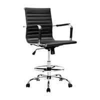 Artiss Office Chair Drafting Stool Leather Chairs Black - ElectronX Plus