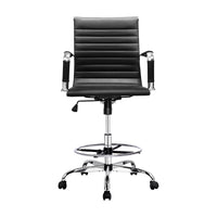 Artiss Office Chair Drafting Stool Leather Chairs Black - ElectronX Plus