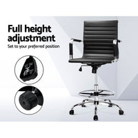 Artiss Office Chair Drafting Stool Leather Chairs Black - ElectronX Plus