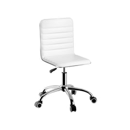 Artiss Office Chair Computer Desk Gaming Chairs PU Leather Low Back White - ElectronX Plus