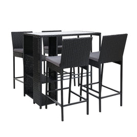 Gardeon 5-Piece Outdoor Bar Set Patio Dining Chairs Wicker Table Stools - ElectronX Plus