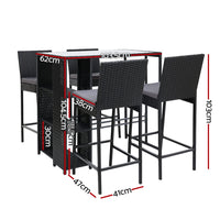 Gardeon 5-Piece Outdoor Bar Set Patio Dining Chairs Wicker Table Stools - ElectronX Plus