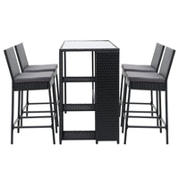 Gardeon 5-Piece Outdoor Bar Set Patio Dining Chairs Wicker Table Stools - ElectronX Plus