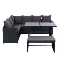 Gardeon Outdoor Furniture Dining Setting Sofa Set Lounge Wicker 8 Seater Black - ElectronX Plus