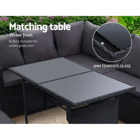 Gardeon Outdoor Furniture Dining Setting Sofa Set Lounge Wicker 8 Seater Black - ElectronX Plus