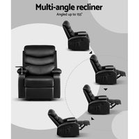 Artiss Recliner Chair Leather Black Tray Table Erika - ElectronX Plus