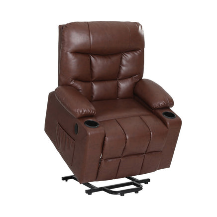 Artiss Recliner Chair Lift Assist Heated Massage Chair Leather Claude - ElectronX Plus