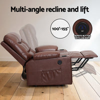 Artiss Recliner Chair Lift Assist Heated Massage Chair Leather Claude - ElectronX Plus