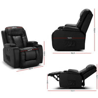 Artiss Recliner Chair Electric Heated Massage Chairs Faux Leather Cabin - ElectronX Plus