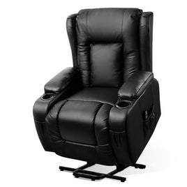 Artiss Recliner Chair Lift Assist Heated Massage Chair Leather Rukwa - ElectronX Plus