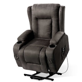 Artiss Recliner Chair Lift Assist Heated Massage Chair Velvet Rukwa - ElectronX Plus