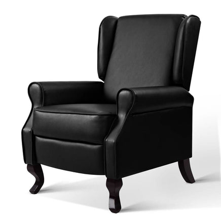 Artiss Recliner Armchair Black Faux Leather Domini - ElectronX Plus