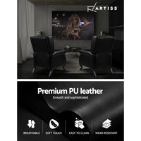 Artiss Recliner Armchair Black Faux Leather Domini - ElectronX Plus