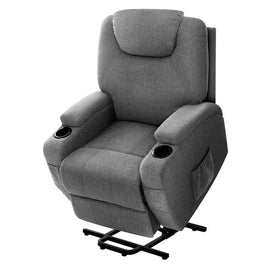 Artiss Recliner Chair Lift Assist Heated Massage Chair Velvet Milio - ElectronX Plus