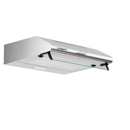 Devanti 600mm Range Hood 60cm Rangehood Kitchen Canopy LED Light Stainless Steel - ElectronX Plus