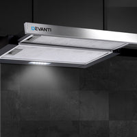 Devanti 600mm Range Hood 60cm Slide out Rangehood Stainless Steel - ElectronX Plus