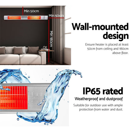 Devanti Electric Strip Heater Infrared Radiant Heaters 3000W - ElectronX Plus