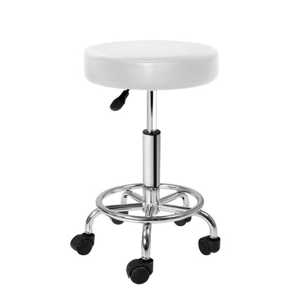 Artiss Salon Stool Round Swivel Chair White - ElectronX Plus