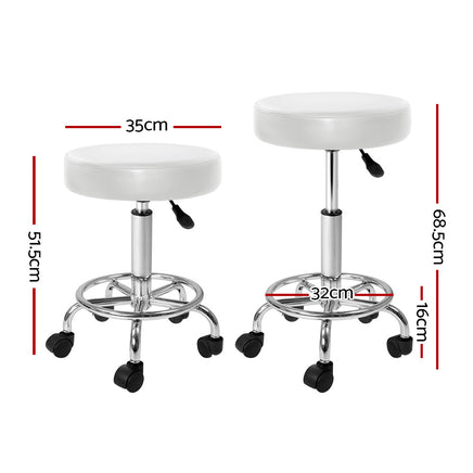 Artiss Salon Stool Round Swivel Chair White - ElectronX Plus