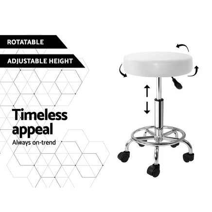 Artiss Salon Stool Round Swivel Chair White - ElectronX Plus