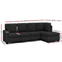 Artiss Modular Sofa Chaise Set 5-seater Dark Grey - ElectronX Plus