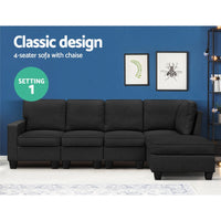 Artiss Modular Sofa Chaise Set 5-seater Dark Grey - ElectronX Plus