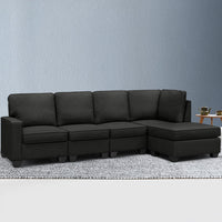 Artiss Modular Sofa Chaise Set 5-seater Dark Grey - ElectronX Plus