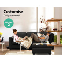 Artiss Modular Sofa Chaise Set 4-seater Dark Grey - ElectronX Plus