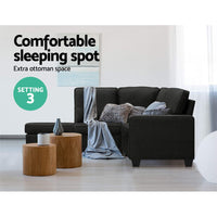 Artiss Modular Sofa Chaise Set 4-seater Dark Grey - ElectronX Plus