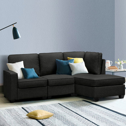 Artiss Modular Sofa Chaise Set 4-seater Dark Grey - ElectronX Plus