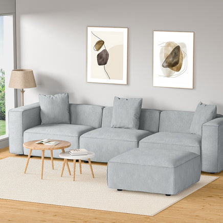 Artiss Modular Sofa Chaise Set 4-Seater Grey - ElectronX Plus