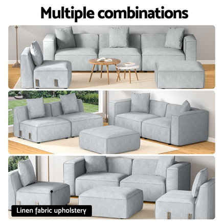 Artiss Modular Sofa Chaise Set 5-Seater Grey - ElectronX Plus