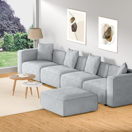 Artiss Modular Sofa Chaise Set 5-Seater Grey - ElectronX Plus