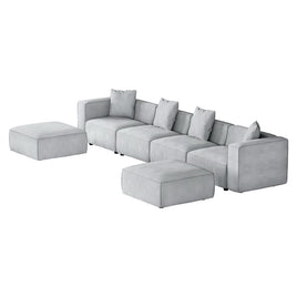 Artiss Modular Sofa Chaise Set 6-Seater Grey - ElectronX Plus